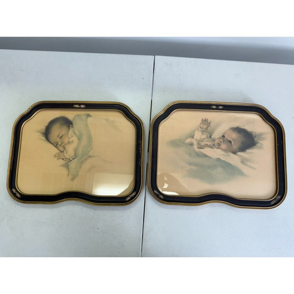 1918 Pair Bessie Pease Gutmann signed prints Awakening & A Little bit of Heaven